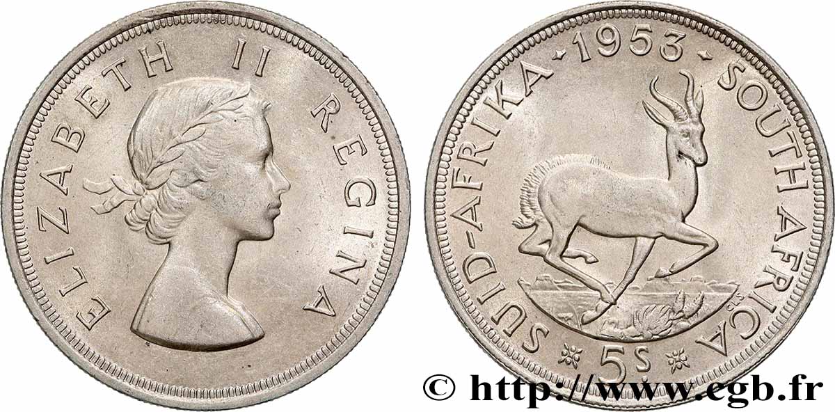 SOUTH AFRICA 5 Shillings Elisabeth II 1953 Pretoria AU