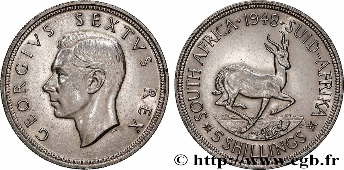 SOUTH AFRICA 5 Shillings Georges VI 1948 Pretoria AU