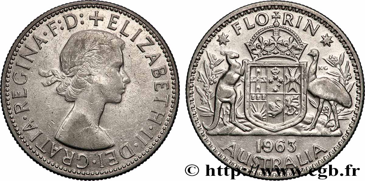 AUSTRALIA 1 Florin Elisabeth II 1963 Melbourne q.SPL