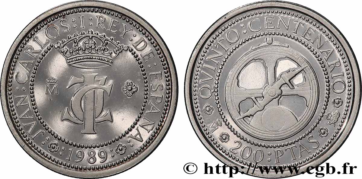 ESPAGNE 200 Pesetas Proof 500e anniversaire de la découverte de l’Amérique 1989 Madrid FDC
