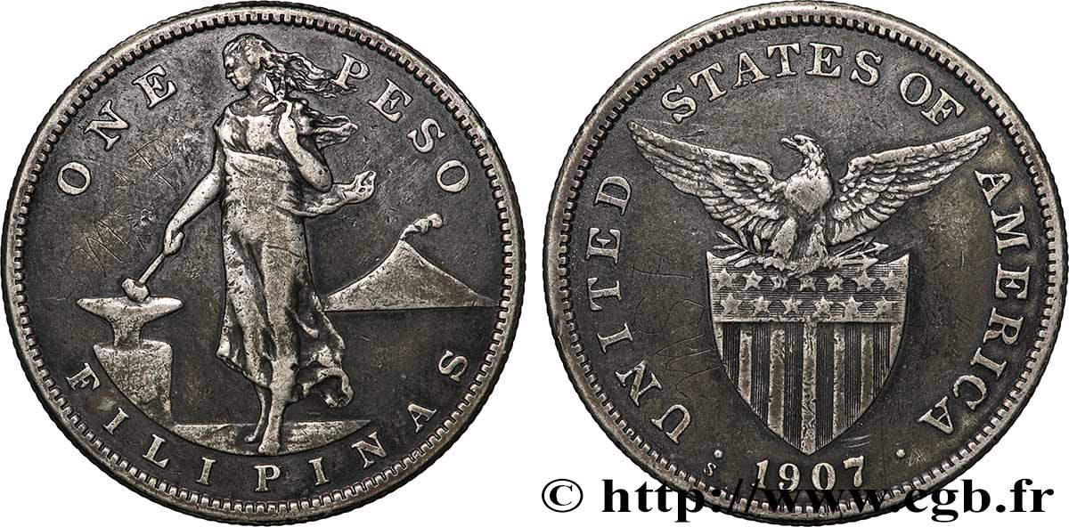 PHILIPPINEN 1 Peso - Administration Américaine 1907 San Francisco - S fSS