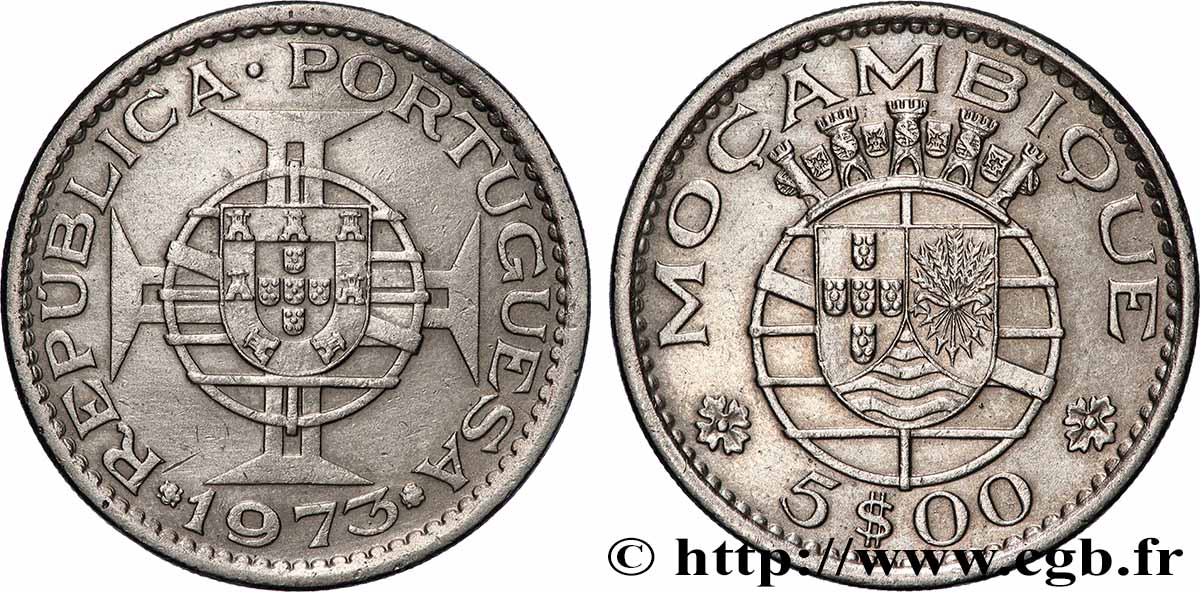 MOZAMBIQUE 5 Escudos colonie portugaise du Mozambique 1973 Lisbonne TTB