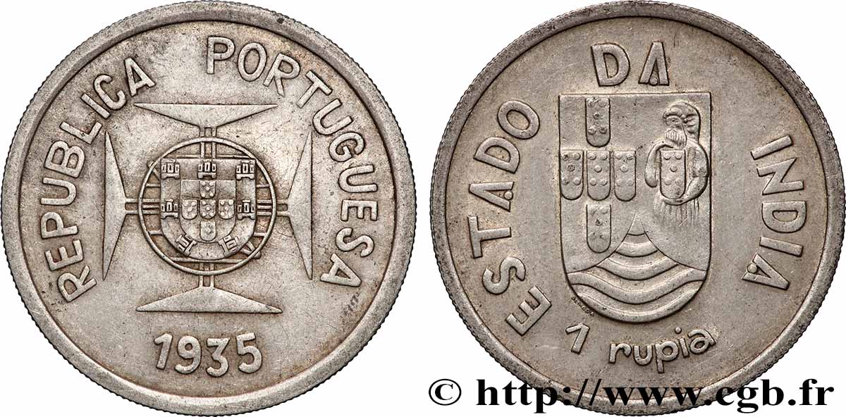 INDE PORTUGAISE 1 Rupia République Portugaise 1935 Lisbonne TTB+