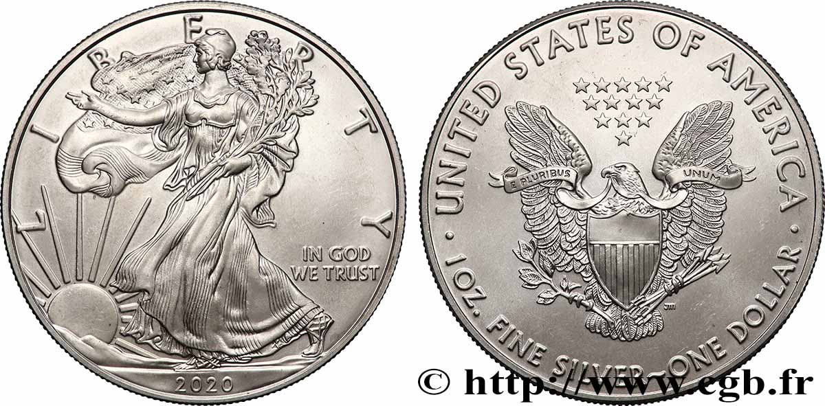 SILVER INVESTMENT 1 Oz - 1 Dollar Silver Eagle 2020 MS