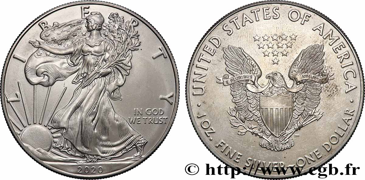 SILVER INVESTMENT 1 Oz - 1 Dollar Silver Eagle 2020 MS