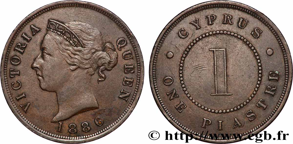 CYPRUS 1 Piastre Victoria 1886 Londres AU