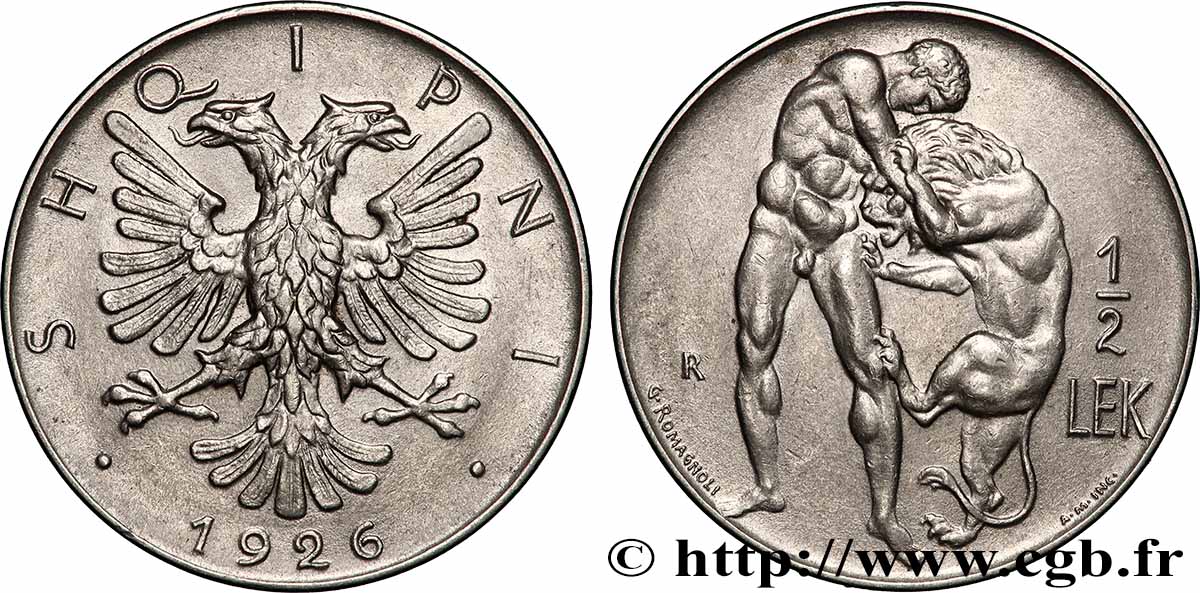 ALBANIA 1/2 Lek 1926 Rome - R AU