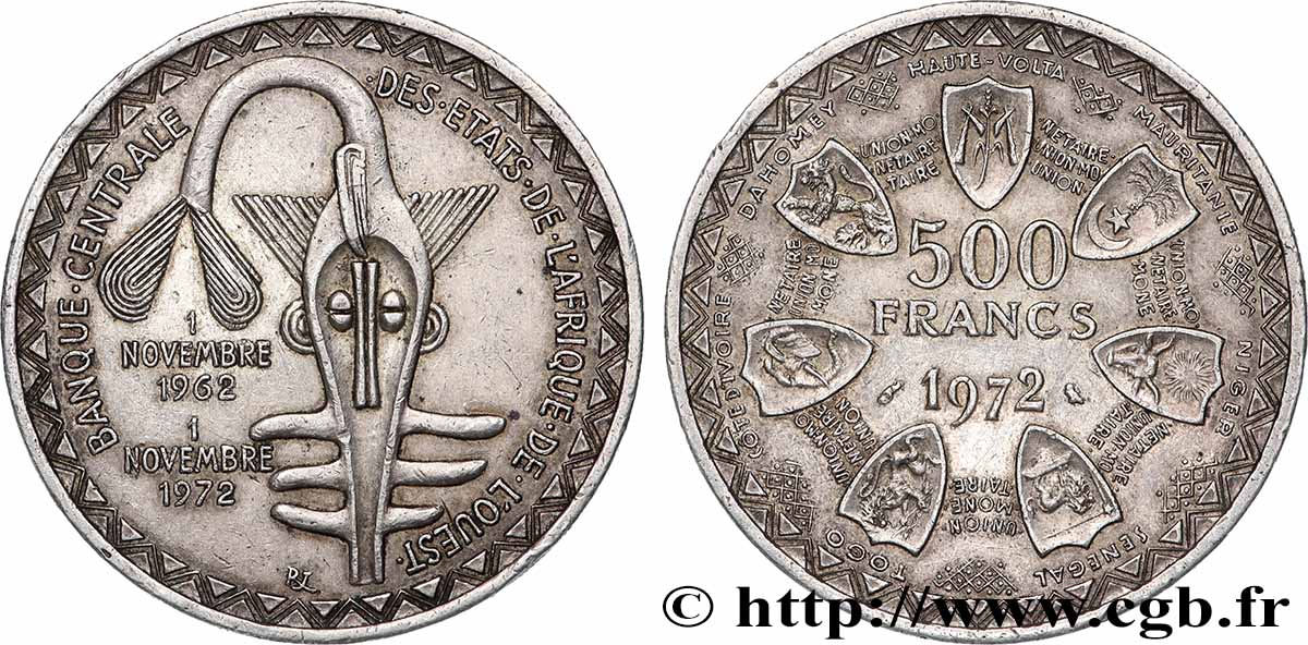 WEST AFRICAN STATES (BCEAO) 500 Francs BCEAO 1972 Paris AU