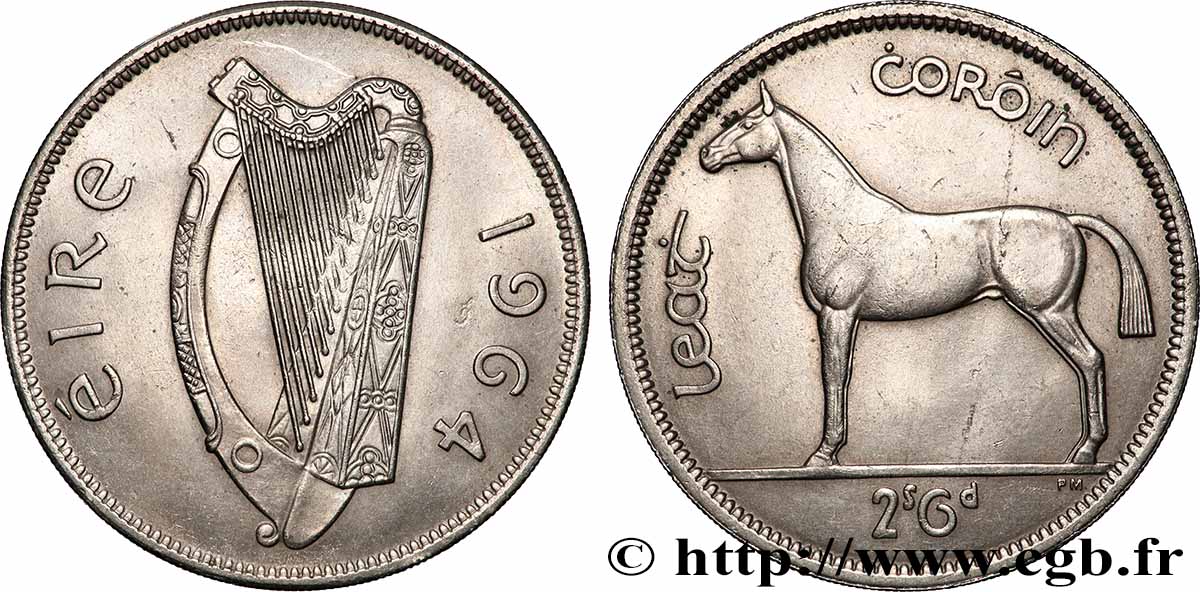 IRLANDA 1/2 Coróin / 2 Scilling 6 Pingin 1964 Londres SPL