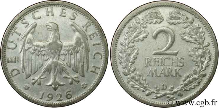 ALLEMAGNE 2 Reichsmark aigle 1926 Munich - D TTB 