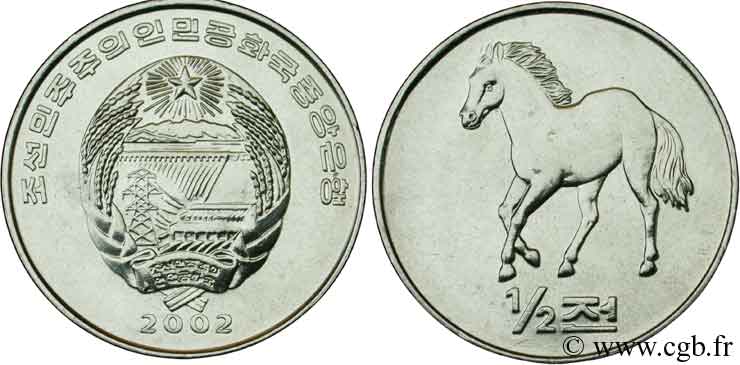 CORÉE DU NORD 1/2 Chon emblème / cheval 2002  SPL 