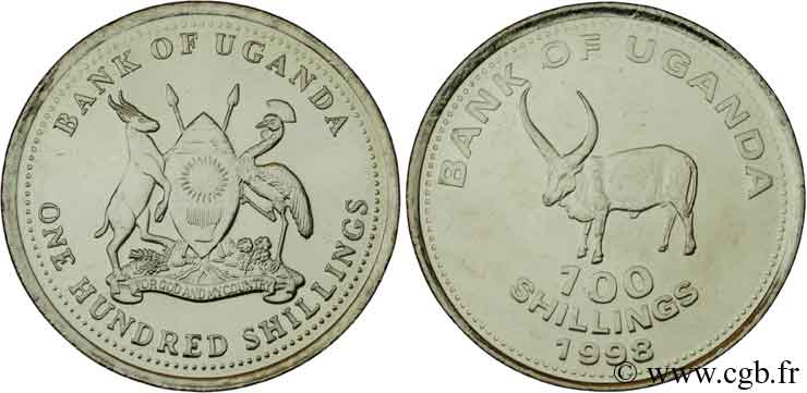 OUGANDA 100 Shillings emblème / taureau d’Afrique 1998  SPL 