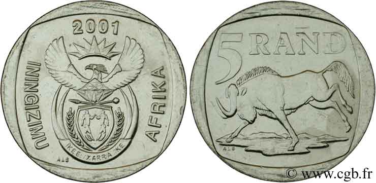 AFRIQUE DU SUD 5 Rand emblème / buffle 2001  SPL 