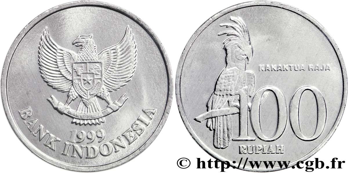 INDONESIA 100 Rupiah emblème / Cacatoès noir 1999  MS 