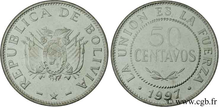 BOLIVIE 50 Centavos emblème 1997  SPL 