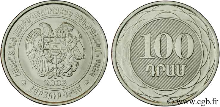 ARMENIA 100 Dram emblème 2003  MS 