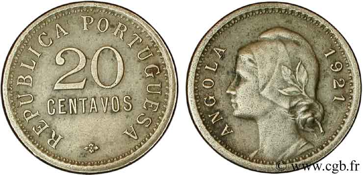 ANGOLA 20 Centavos 1921  TTB 