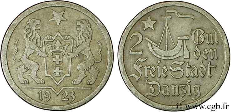 DANTZIG - VILLE LIBRE DE DANTZIG 2 Gulden 1923  TTB 