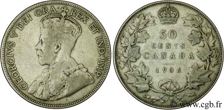 CANADA 50 Cents Georges V 1936  TB 