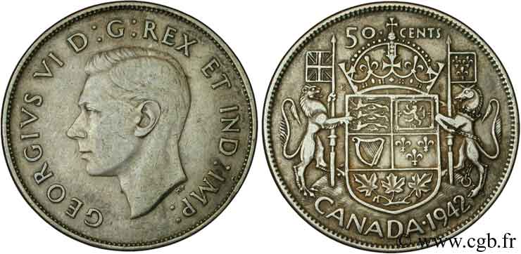 CANADA 50 Cents Georges VI emblème 1942  TTB 