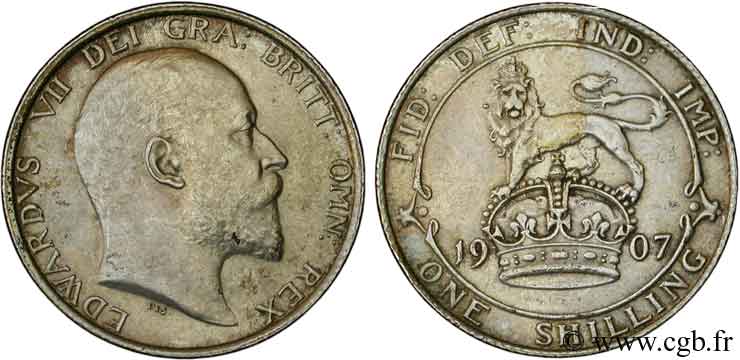 ROYAUME-UNI 1 Shilling Edouard VII / lion 1907  SUP 