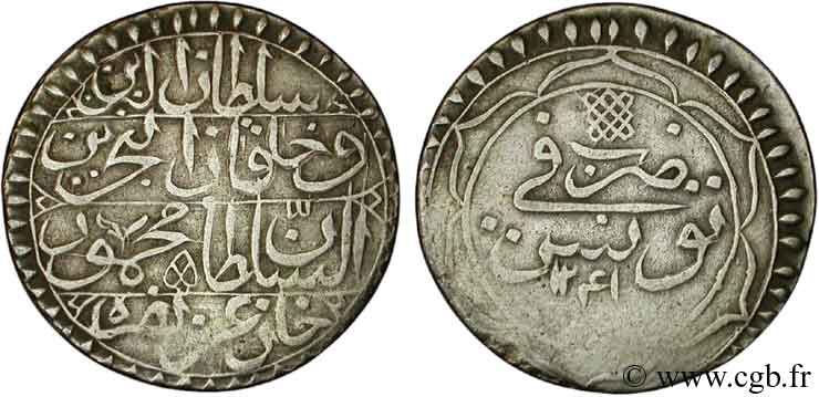 TUNISIE 8 Kharub au nom du Mahmud II an 1241 1825  TTB 