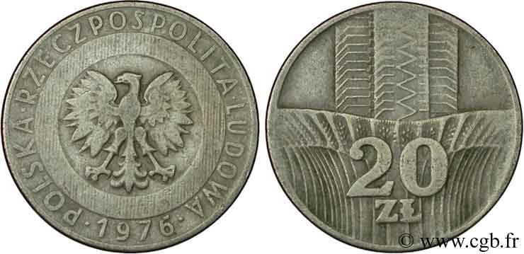 POLOGNE 20 Zlotych aigle  1976 Varsovie TTB 