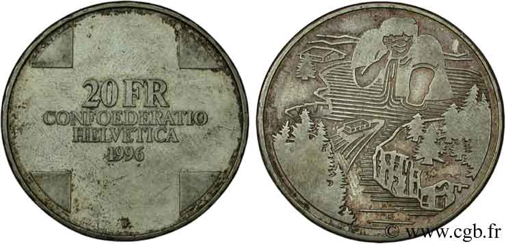 SUISSE 20 Francs Gargantua - Proof 1996 Berne TTB+ 