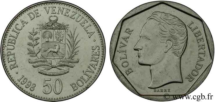 VENEZUELA 50 Bolivares emblème / Bolivar 1998  fST 