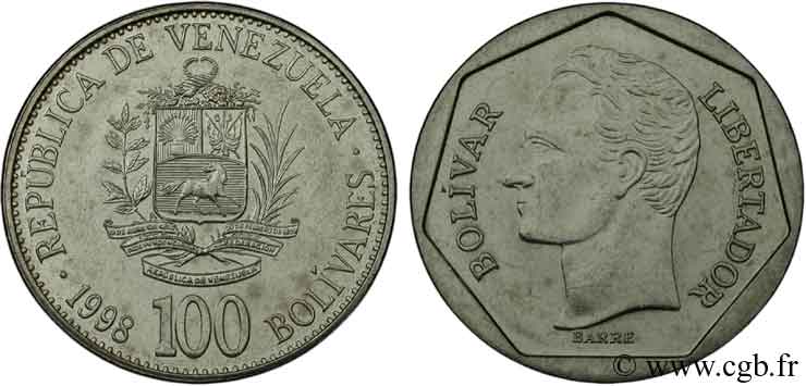 VENEZUELA 100 Bolivares emblème / Bolivar 1998  SPL 