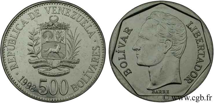 VENEZUELA 500 Bolivares emblème / Bolivar 1998  MS 