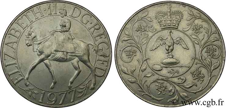 ROYAUME-UNI 25 New Pence jubilé d’argent d’Elisabeth II 1977  TTB+ 