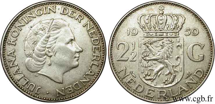 PAYS-BAS 2 1/2 Gulden Juliana 1959 Utrecht TTB 