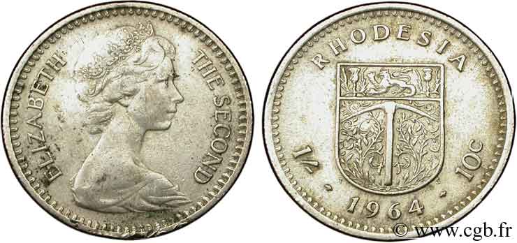 RHODÉSIE 1 Shilling Elisabeth II 1964  TTB 