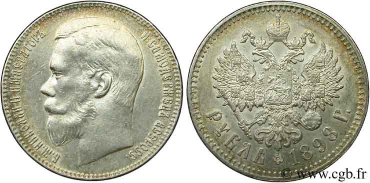 RUSSIE 1 Rouble aigle bicéphale /  Nicolas II 1898 Bruxelles SUP 