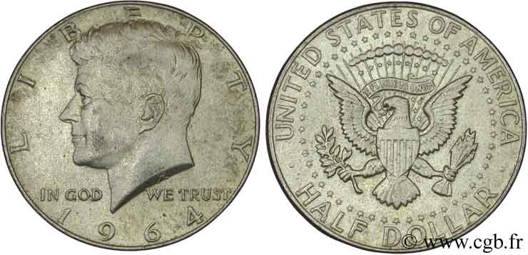 ÉTATS-UNIS D AMÉRIQUE 1/2 Dollar Kennedy 1964 Philadelphie SUP 
