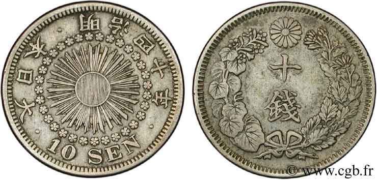JAPON 10 Sen an 40 Meiji 1907  TTB+ 