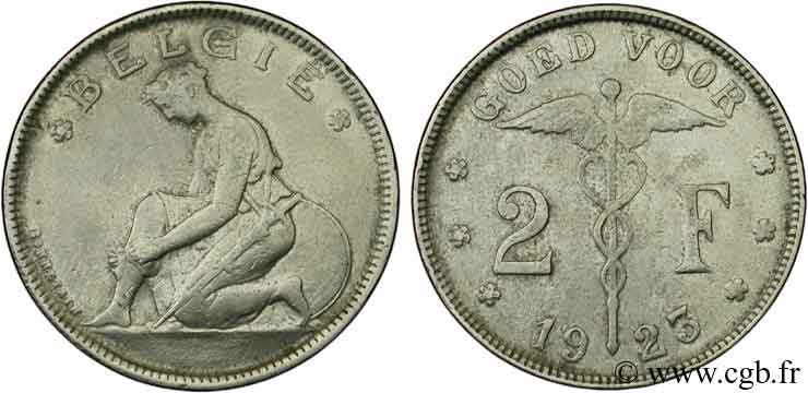 BELGIQUE Bon pour 2 Francs légende flamande 1923  TB+ 