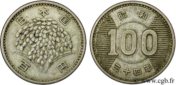 JAPON 100 Yen an 34 Showa 1959  TTB 