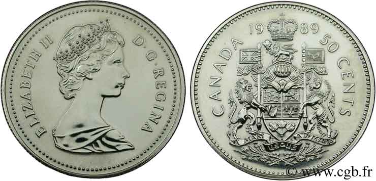 CANADA 50 Cents Elisabeth II / armes du Canada 1989  SPL 