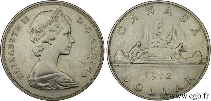 CANADA 1 Dollar Elisabeth II / indiens et canoe 1972  TTB+ 