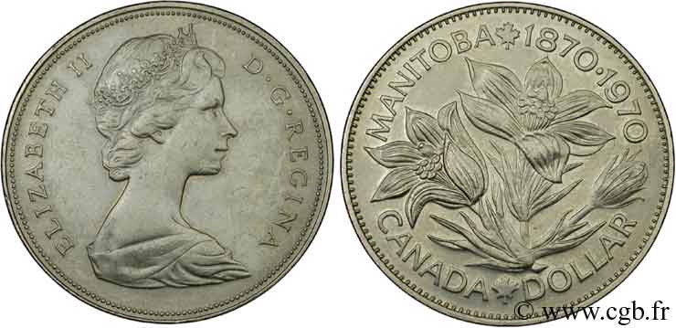 CANADA 1 Dollar Manitoba Elisabeth II / fleurs 1970  TTB+ 
