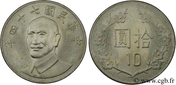RÉPUBLIQUE DE CHINE (TAIWAN) 10 Yuan Tchang Kaï-chek an 74 1985  SPL 