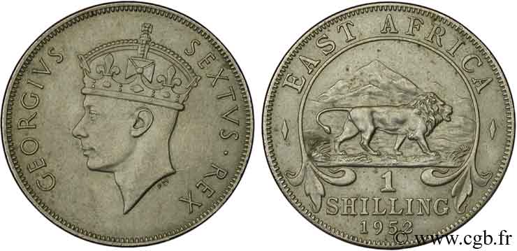 AFRIQUE DE L EST 1 Shilling Georges VI / lion 1952  SPL 