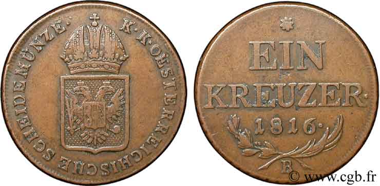 AUTRICHE 1 Kreuzer emblème 1816 Kremnitz - B TTB+ 