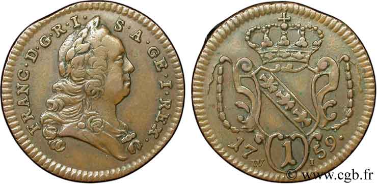 AUSTRIA 1 Pfennig François Ier / armes couronnée de Lorraine HI 1759  EBC 