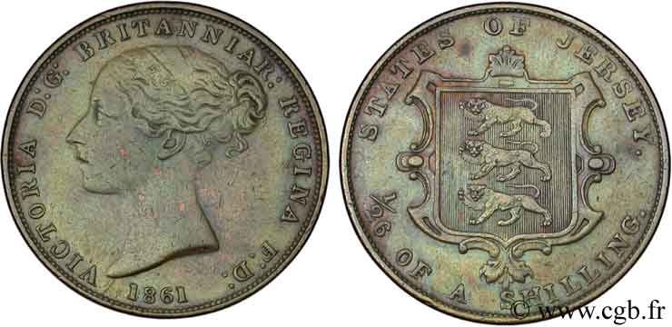 JERSEY 1/26 Shilling Reine Victoria / armes du Baillage de Jersey 1861  TTB+ 