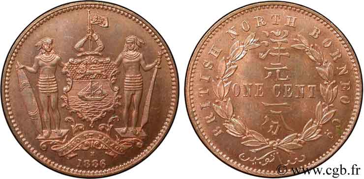 MALAISIE 1 Cent British North Borneo Company 1886 Heaton SPL 