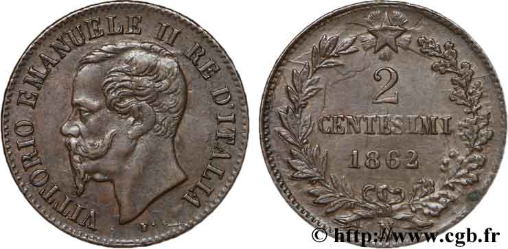 ITALIE 2 Centesimi Victor Emmanuel II 1862 Naples - N TTB+ 