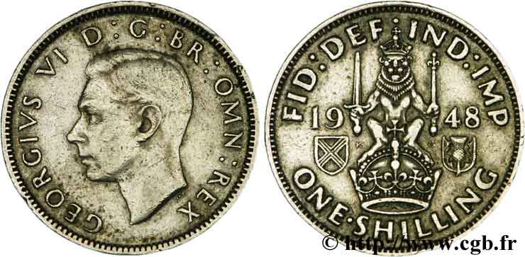 ROYAUME-UNI 1 Shilling Georges VI “Scotland reverse” 1948  TB+ 